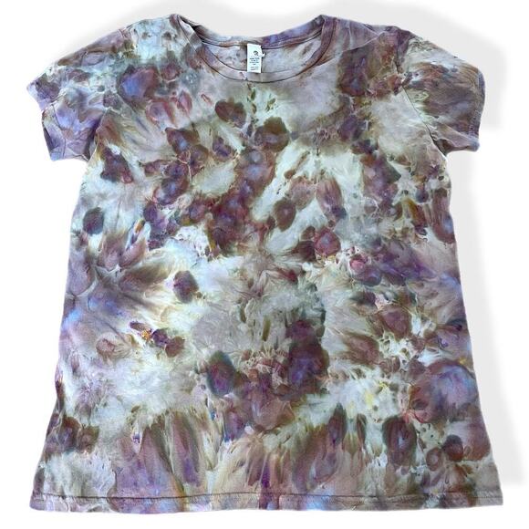 handmade tie dyed ladies tshirt XL neutral abstract organic - Picture 1 of 5